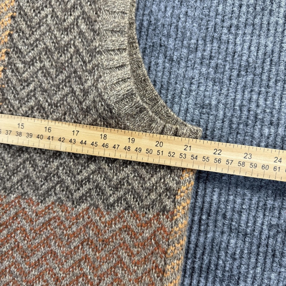 Woolrich‎ Sweater Vest Womens Large Multi Color Lambswool Chevron Knit Patchwork - Picture 12 of 12